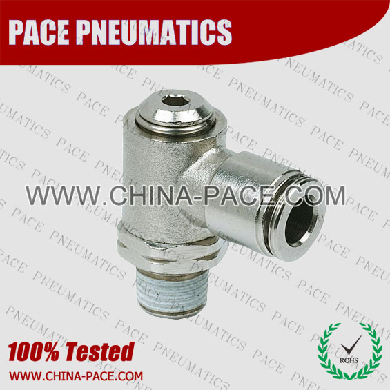 Male Elbow Banjo Pneumatic Fittings, Air Fittings, one touch tube fittings, Nickel Plated Brass Push in Fittings